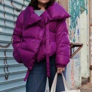 Bacon Violet Purple Long Sleeve Puffer Puffa Jacket Women's Size Small Coat •